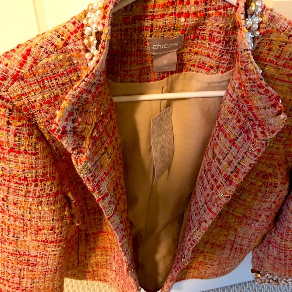 New Woman's Embellished Tweed Jacket Size: Chico's size 1 - Picture 5 of 10